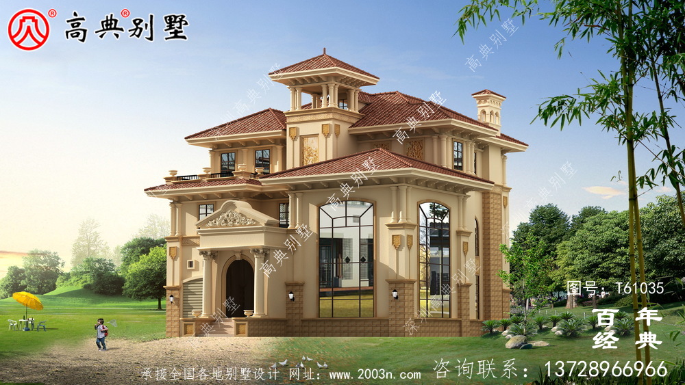 三層復式簡歐別墅設計圖紙施工圖及效果圖_農村三層別墅設計