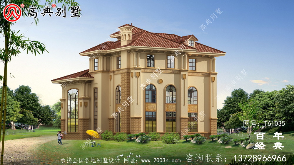 三層復式簡歐別墅設計圖紙施工圖及效果圖_農村三層別墅設計