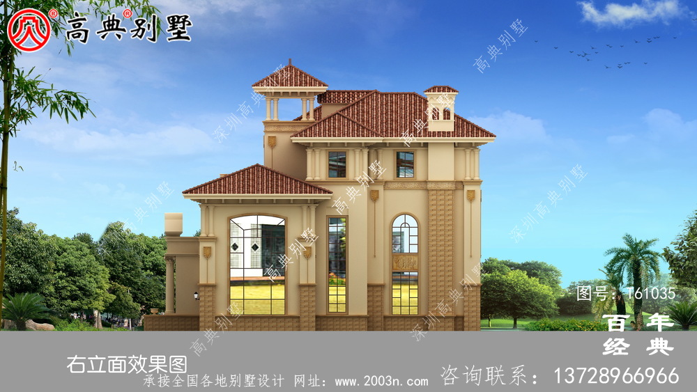 三層復式簡歐別墅設計圖紙施工圖及效果圖_農村三層別墅設計