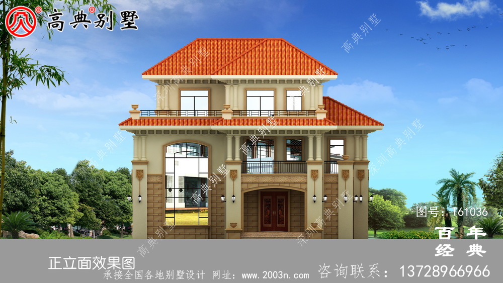 復式三層簡歐別墅設計圖紙及效果圖_農村三層別墅設計