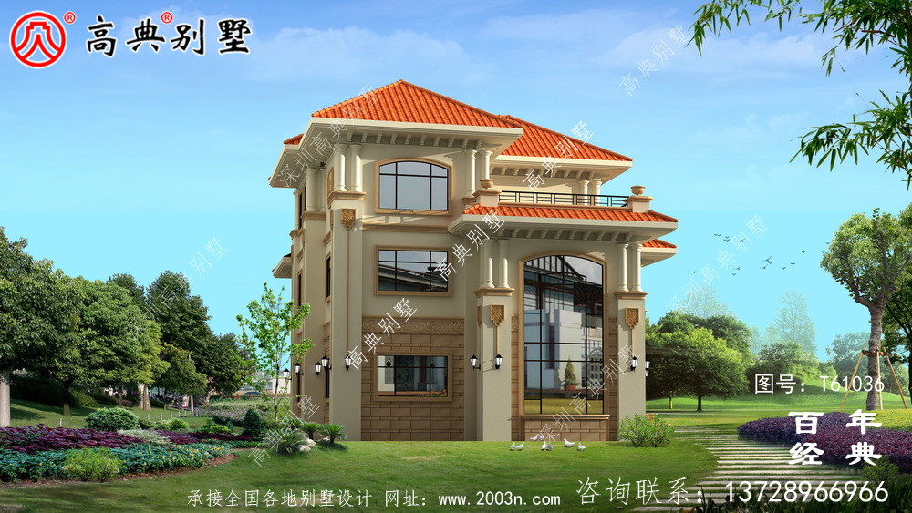 復式三層簡歐別墅設計圖紙及效果圖_農村三層別墅設計