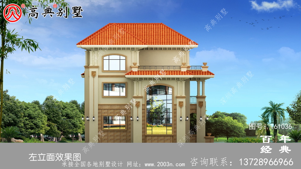 復式三層簡歐別墅設計圖紙及效果圖_農村三層別墅設計