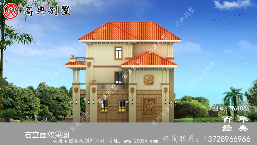 復式三層簡歐別墅設計圖紙及效果圖_農村三層別墅設計