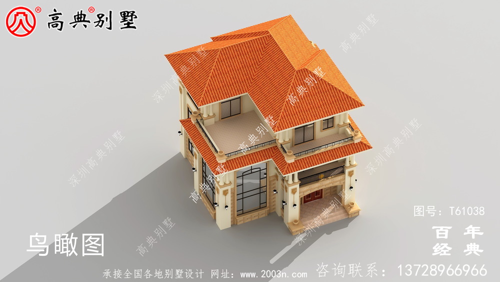 復式三層歐式別墅外觀效果圖及施工圖設計_農村三層別墅圖紙