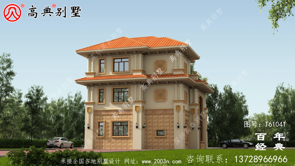 豪華復式三層歐式別墅效果圖_農村三層別墅設計圖紙