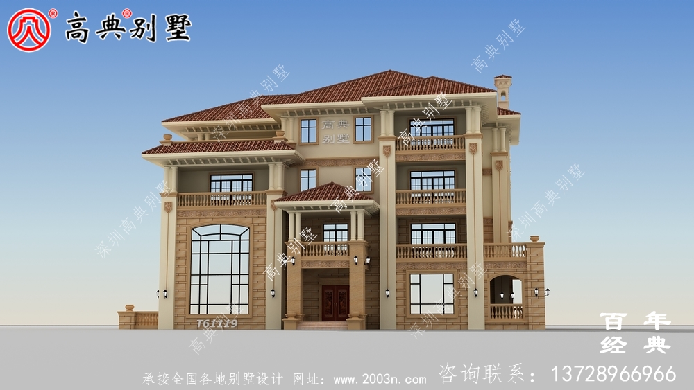 復式四層歐式別墅設計圖紙與效果圖大全_農村四層別墅設計