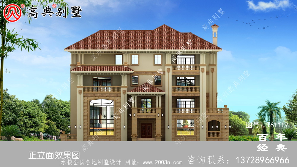 復式四層歐式別墅設計圖紙與效果圖大全_農村四層別墅設計
