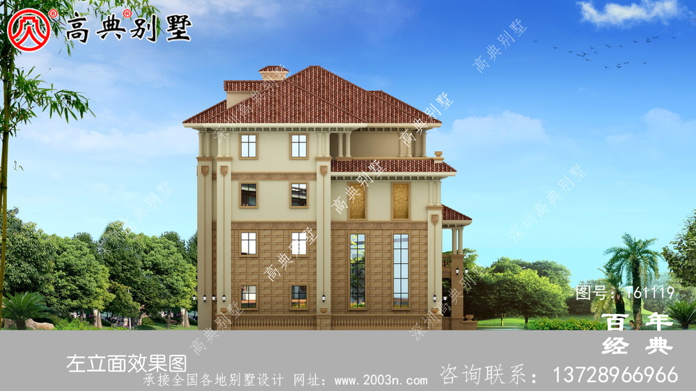 復式四層歐式別墅設計圖紙與效果圖大全_農村四層別墅設計