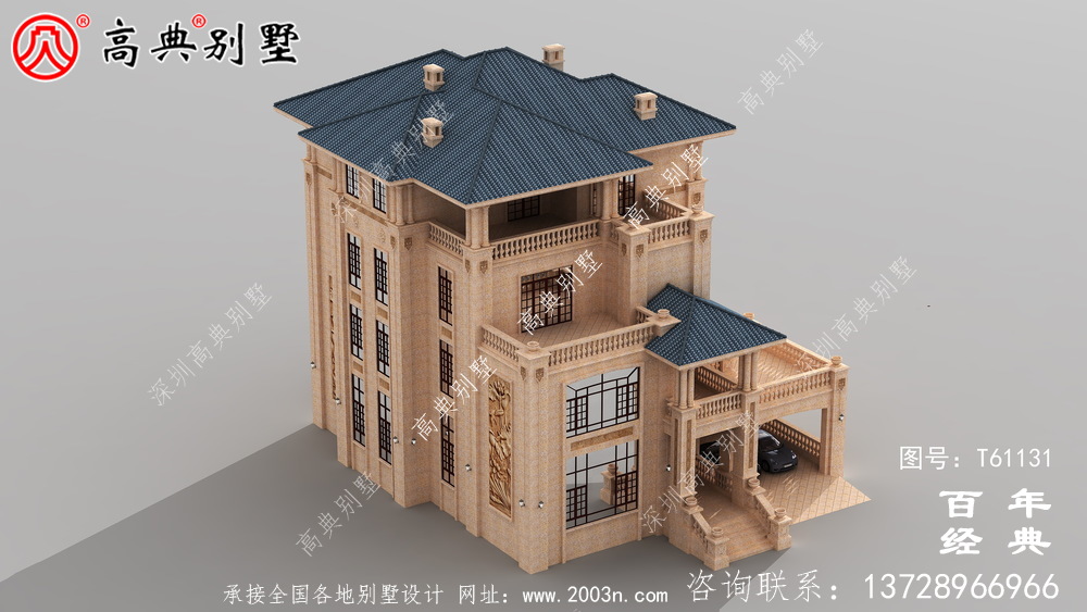 歐式四層石材別墅建筑設計圖_農村四層別墅設計