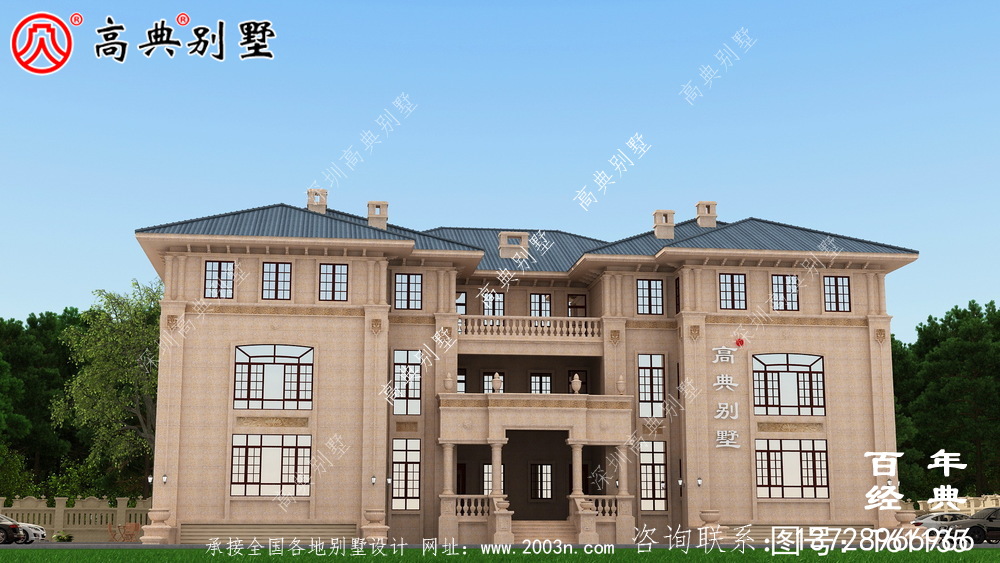 大型三層雙拼別墅設計圖紙及效果圖_農村三層房屋設計