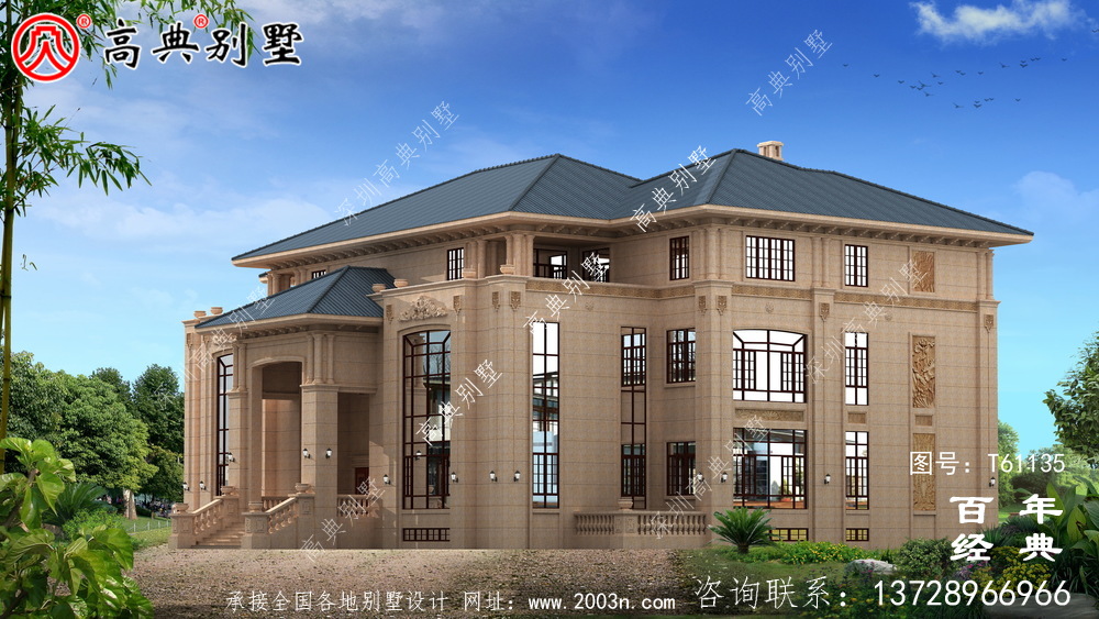 大型三層雙拼別墅設計圖紙及效果圖_農村三層房屋設計