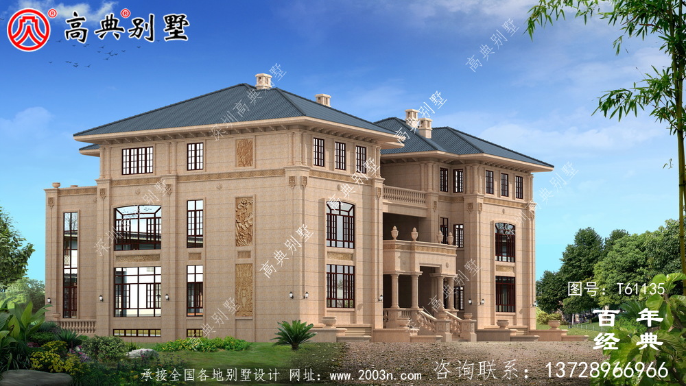大型三層雙拼別墅設計圖紙及效果圖_農村三層房屋設計