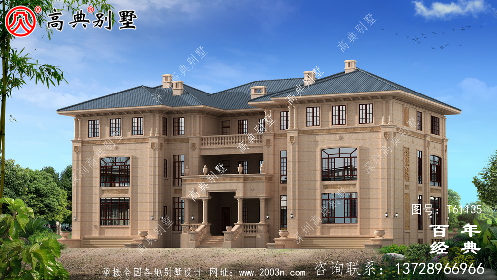 大型三層雙拼別墅設計圖紙及效果圖_農村三層房屋設計