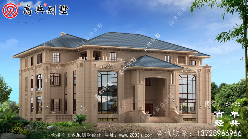 大型三層雙拼別墅設計圖紙及效果圖_農村三層房屋設計