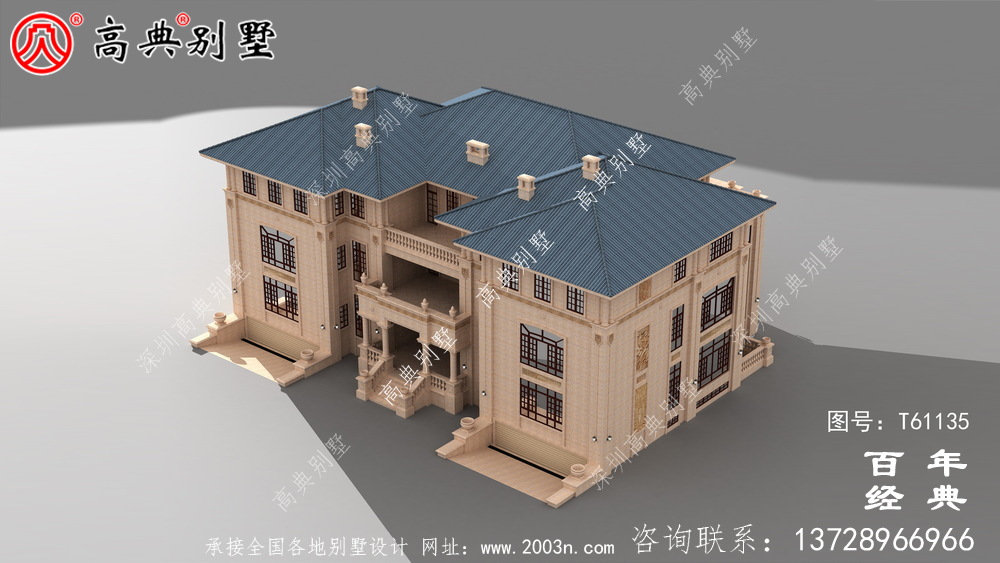 大型三層雙拼別墅設計圖紙及效果圖_農村三層房屋設計