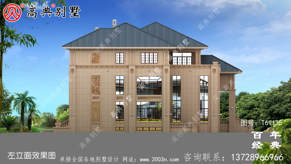 大型三層雙拼別墅設計圖紙及效果圖_農村三層房屋設計