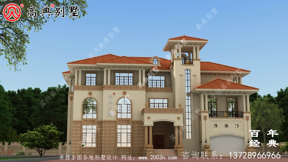 復式三層帶車庫歐式別墅外觀效果圖_農(nóng)村三層房屋設計 復式三層帶車庫歐式別墅外觀效果圖_農(nóng)村三層房屋設計