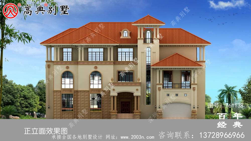 復式三層帶車庫歐式別墅外觀效果圖_農(nóng)村三層房屋設計