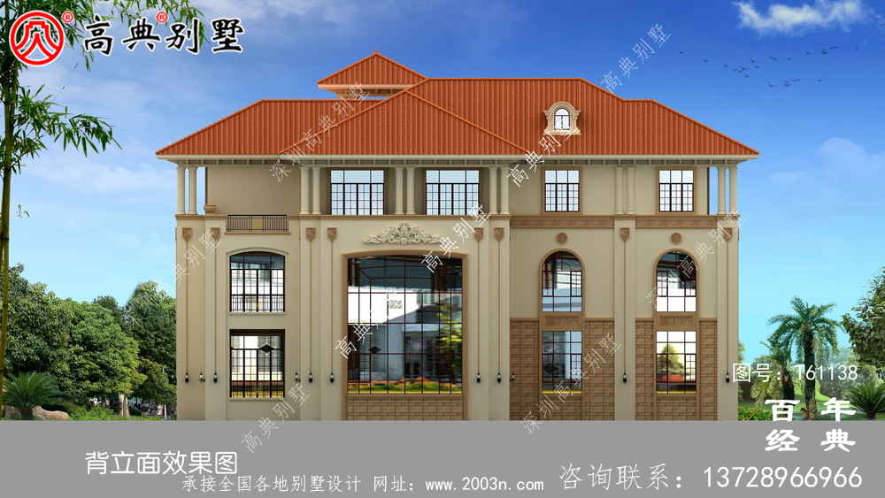 復式三層帶車庫歐式別墅外觀效果圖_農(nóng)村三層房屋設計