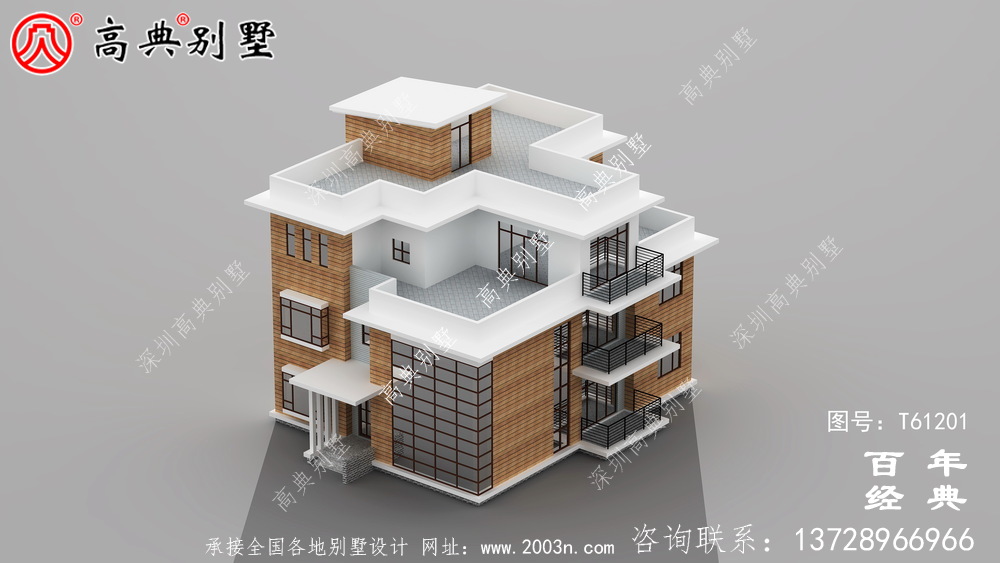 現代簡約四層別墅效果圖_農村四層別墅設計