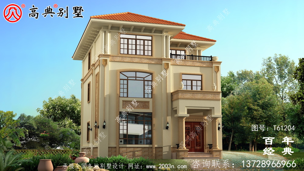 歐式三層帶露臺(tái)自建房別墅設(shè)計(jì)圖紙_農(nóng)村三層房屋設(shè)計(jì)