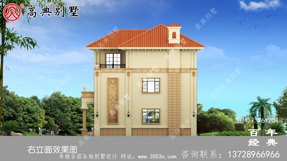 歐式三層帶露臺(tái)自建房別墅設(shè)計(jì)圖紙_農(nóng)村三層房屋設(shè)計(jì)