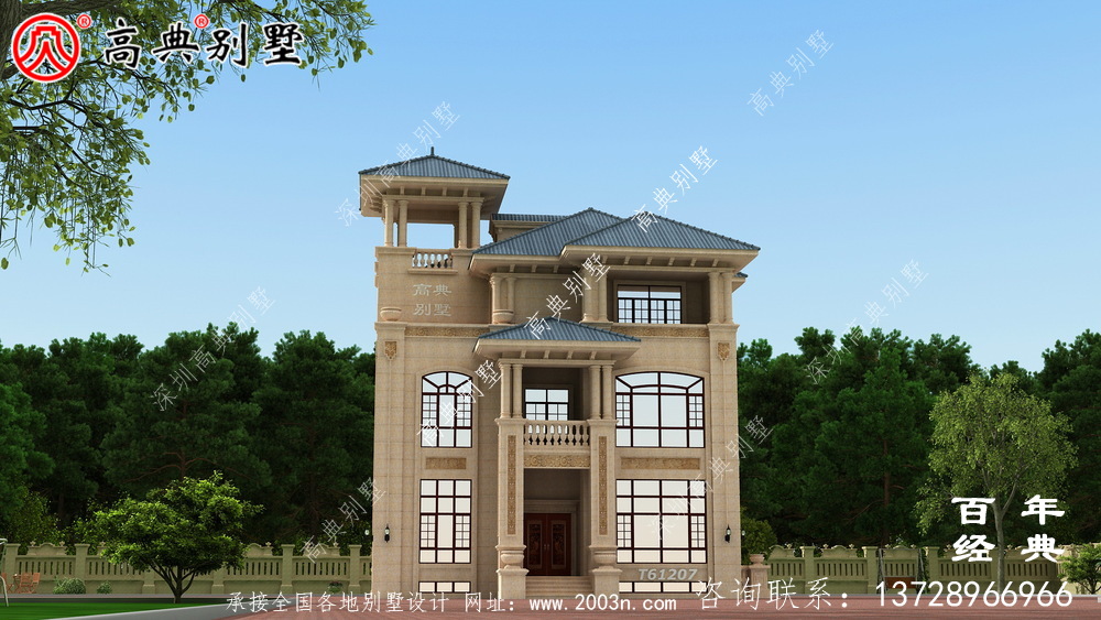 三層帶露臺小別墅設計施工圖紙及效果圖_農村房屋設計圖紙