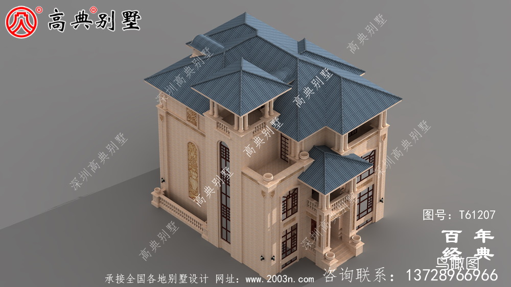 三層帶露臺小別墅設計施工圖紙及效果圖_農村房屋設計圖紙