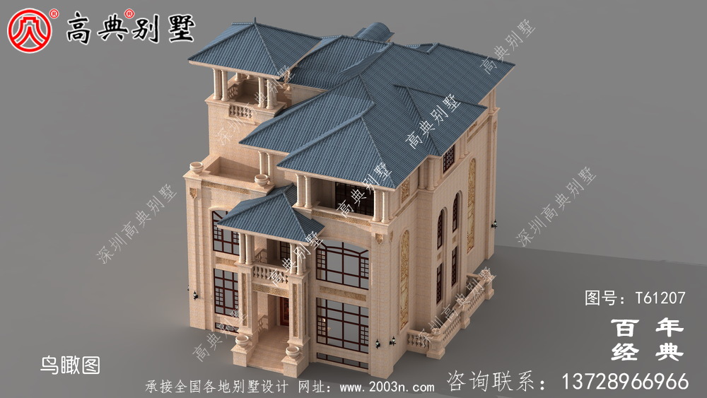 三層帶露臺小別墅設計施工圖紙及效果圖_農村房屋設計圖紙