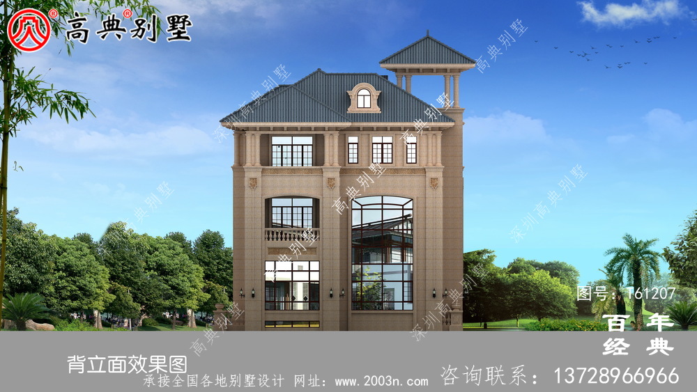 三層帶露臺小別墅設計施工圖紙及效果圖_農村房屋設計圖紙