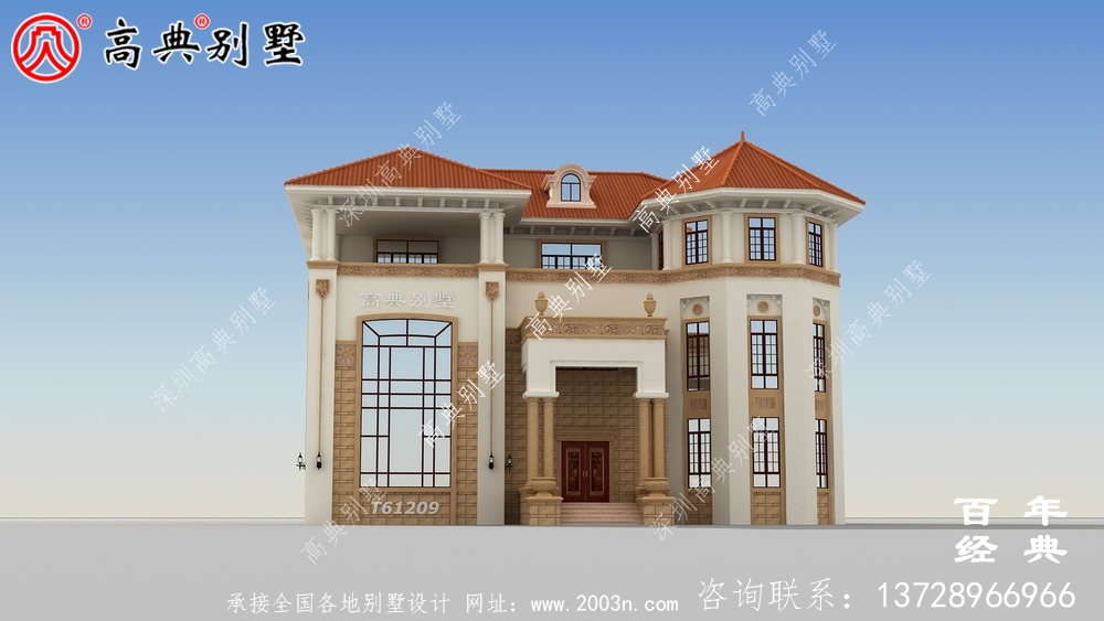 農村三層自建豪華別墅效果圖_農村房屋設計圖紙