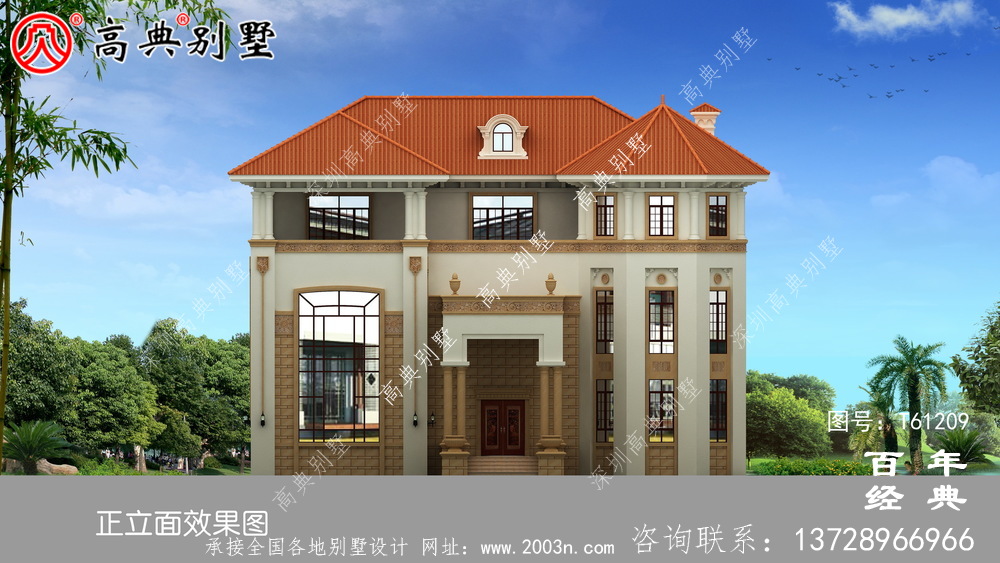 農村三層自建豪華別墅效果圖_農村房屋設計圖紙