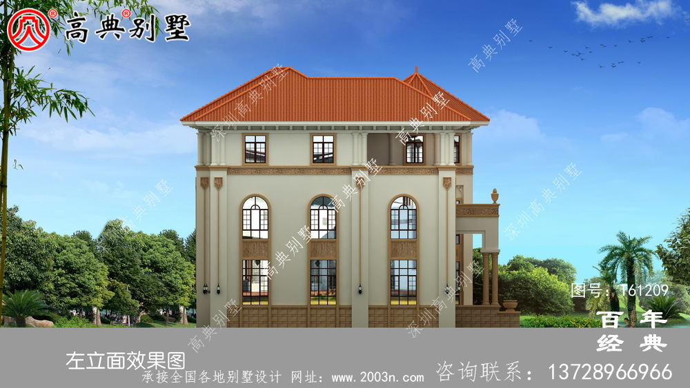 農村三層自建豪華別墅效果圖_農村房屋設計圖紙