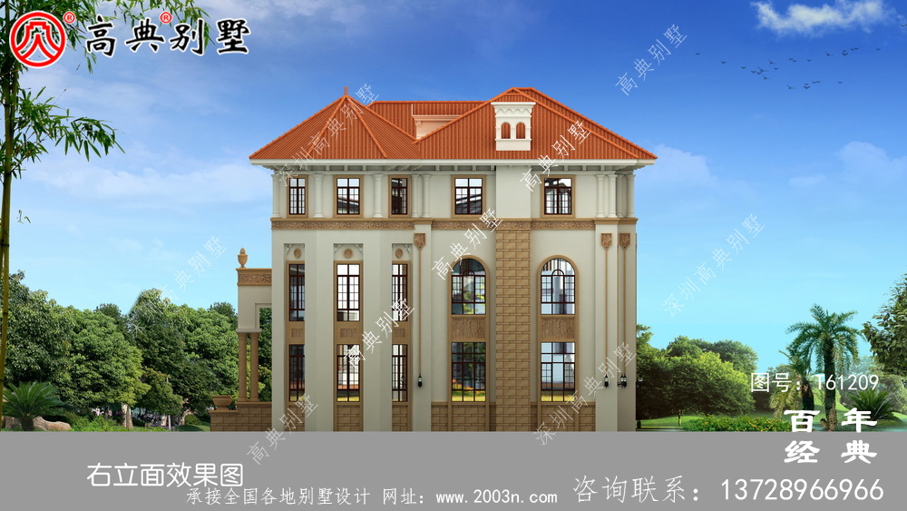 農村三層自建豪華別墅效果圖_農村房屋設計圖紙