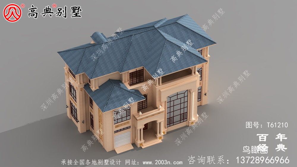 復式三層樓歐式別墅效果圖_農村房屋設計圖紙
