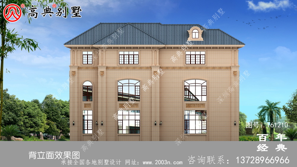 復式三層樓歐式別墅效果圖_農村房屋設計圖紙