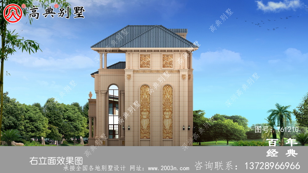 復式三層樓歐式別墅效果圖_農村房屋設計圖紙