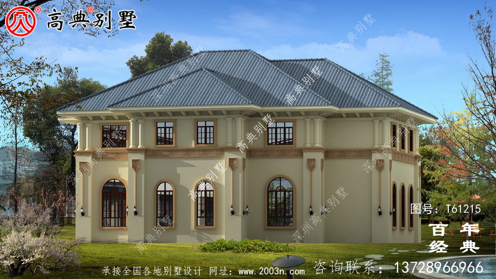 鄉(xiāng)村兩層歐式別墅效果圖_農(nóng)村兩層自建房屋設(shè)計圖