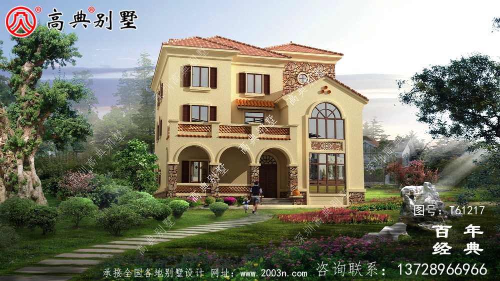 三層歐式別墅設計施工圖紙及效果圖_農村房屋設計圖紙