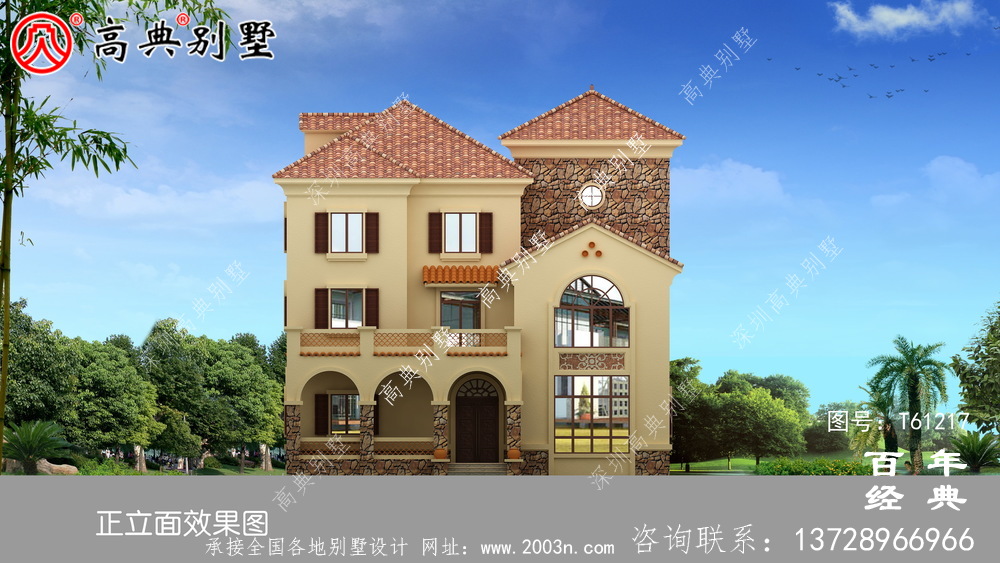 三層歐式別墅設計施工圖紙及效果圖_農村房屋設計圖紙