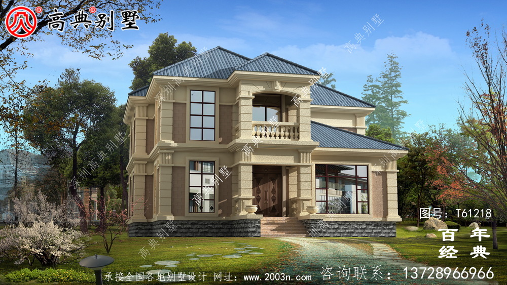 自建鄉村歐式兩層別墅效果圖_農村兩層自建房屋設計圖