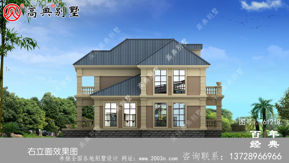 自建鄉村歐式兩層別墅效果圖_農村兩層自建房屋設計圖