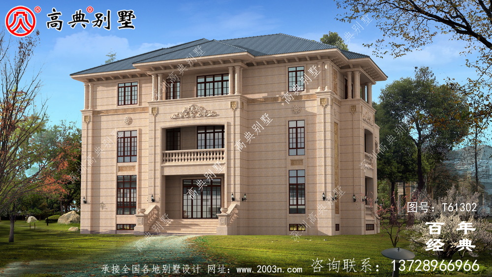 超豪華農村三層歐式別墅設計圖紙_農村房屋設計圖紙