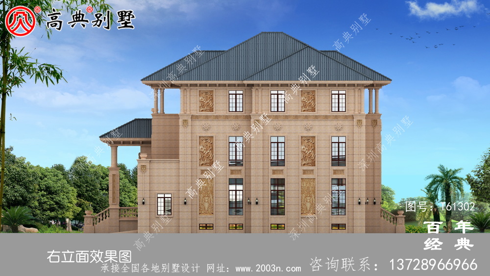 超豪華農村三層歐式別墅設計圖紙_農村房屋設計圖紙