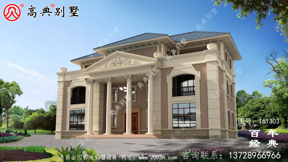 農村三層歐式別墅設計圖紙及效果圖_農村三層房屋設計