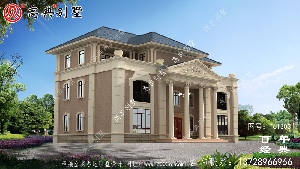 農村三層歐式別墅設計圖紙及效果圖_農村三層房屋設計