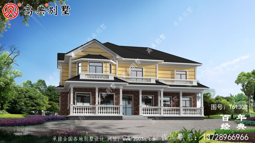 新農村簡約兩層別墅設計圖紙_農村兩層自建房屋設計圖
