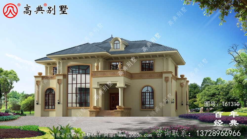 簡約型兩層復式歐式別墅設計圖紙_農村兩層自建房設計圖紙