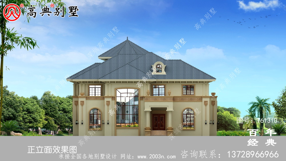 簡約型兩層復式歐式別墅設計圖紙_農村兩層自建房設計圖紙