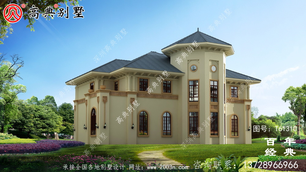 簡約型兩層復式歐式別墅設計圖紙_農村兩層自建房設計圖紙